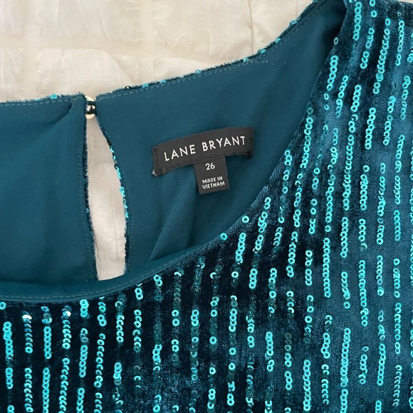 Lane Bryant  Teal Sequin velvet Dress - Picture 6 of 10